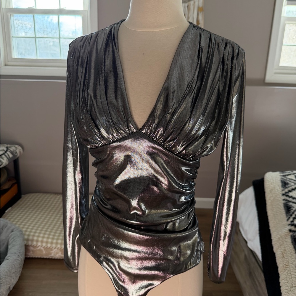 H&M Metallic Long Sleeve Bodysuit